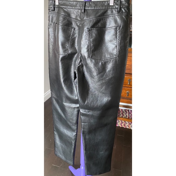 Aritzia Wilfred The Melina Pant Black Vegan Leather Straight High Rise Sz 14 - Picture 2 of 15